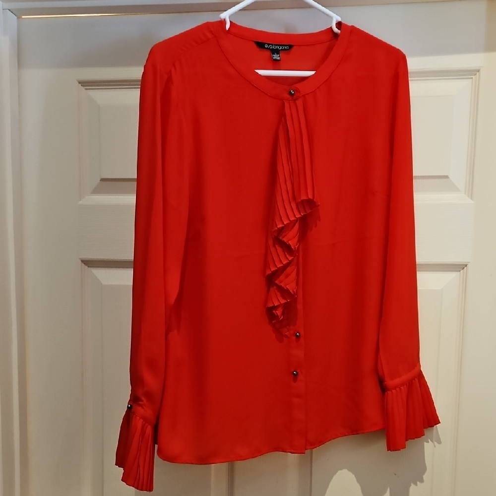 The LIMITED Vibrant Red Pleated Blouse